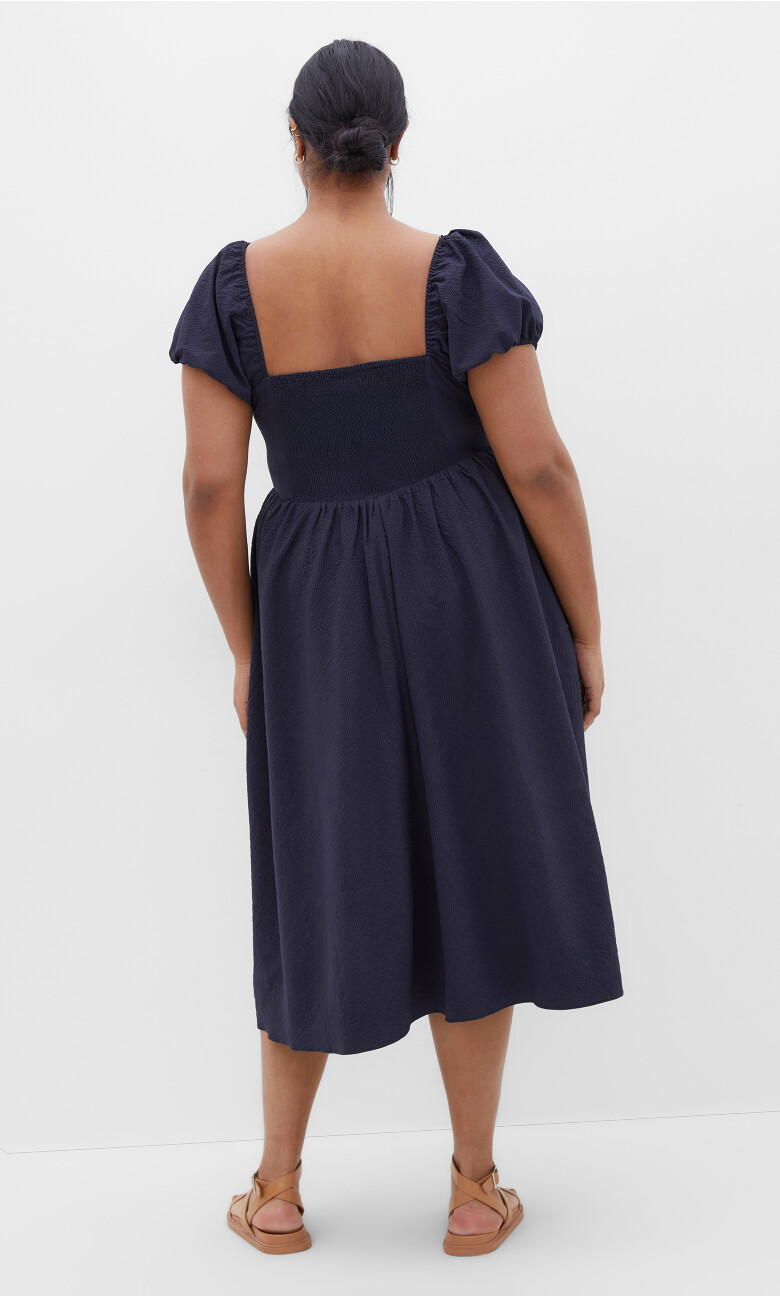Shelby V Neck Midi Dress - navy