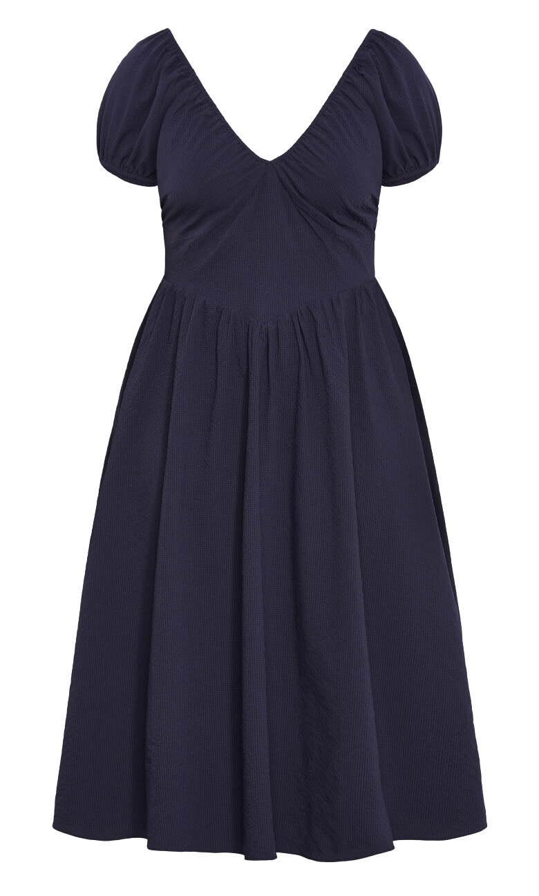 Shelby V Neck Midi Dress - navy