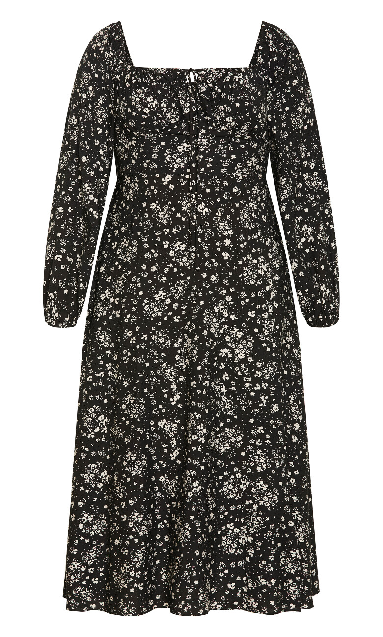 Abbigail Long Sleeve Print Maxi Dress - black