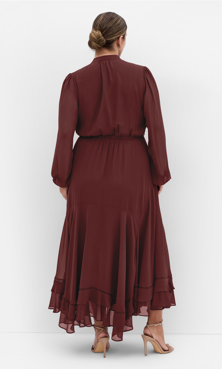 Yasmine Ruffle Maxi Dress - chocolate
