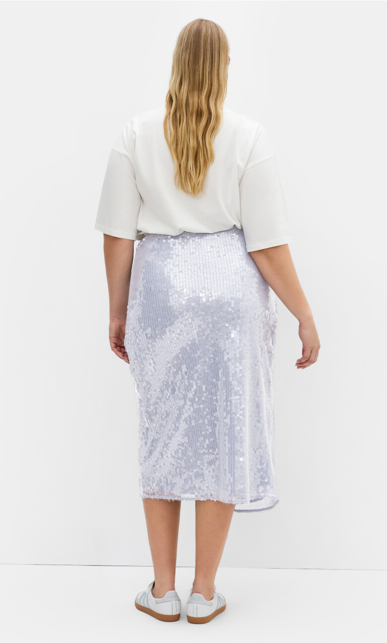 Sequin Midi Skirt - sky blue