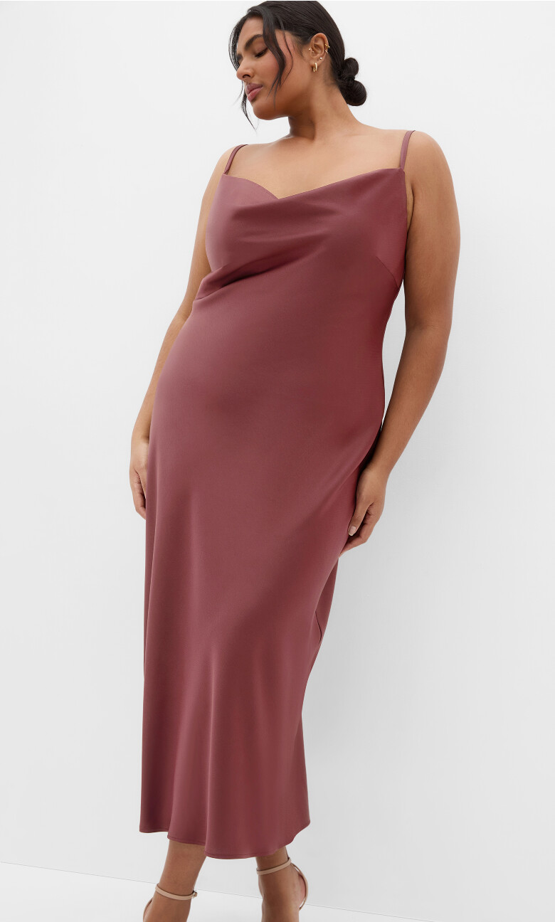 Satin Slip Dress - choc cherry