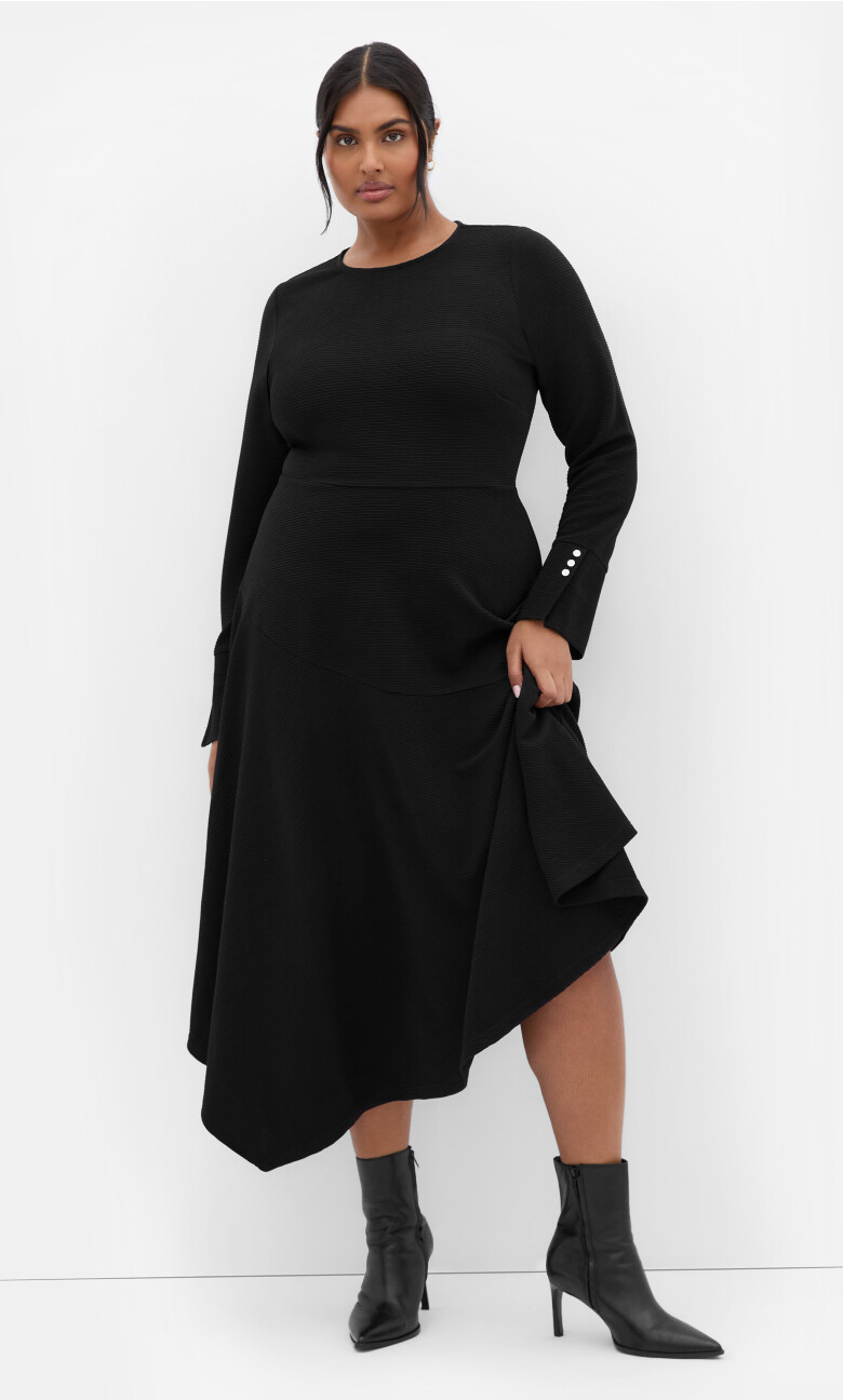Pia Knit Midi Dress - black