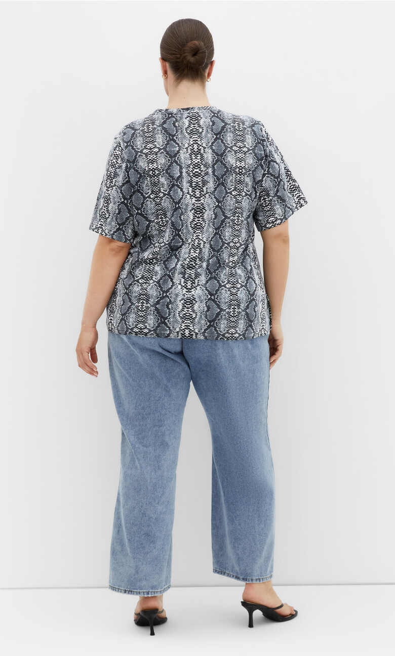 Cassie Snake Print Tee - grey