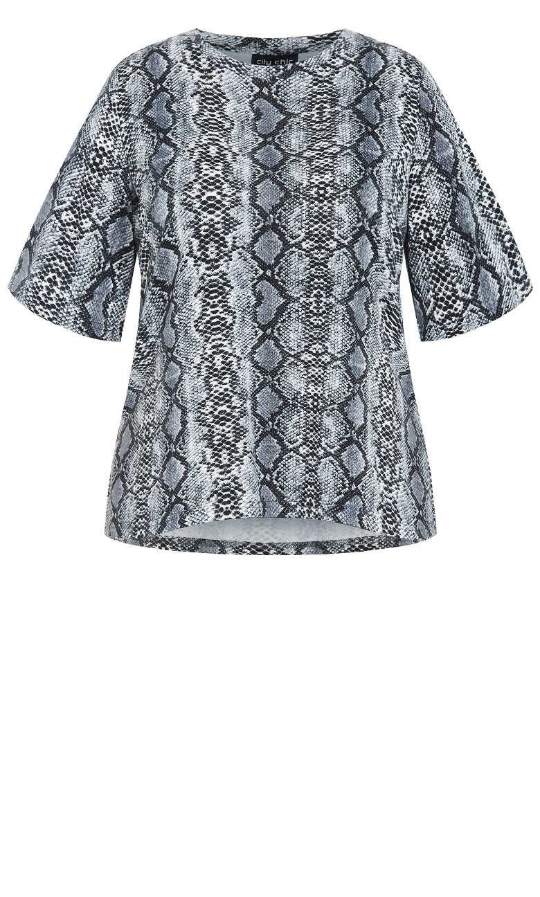 Cassie Snake Print Tee - grey
