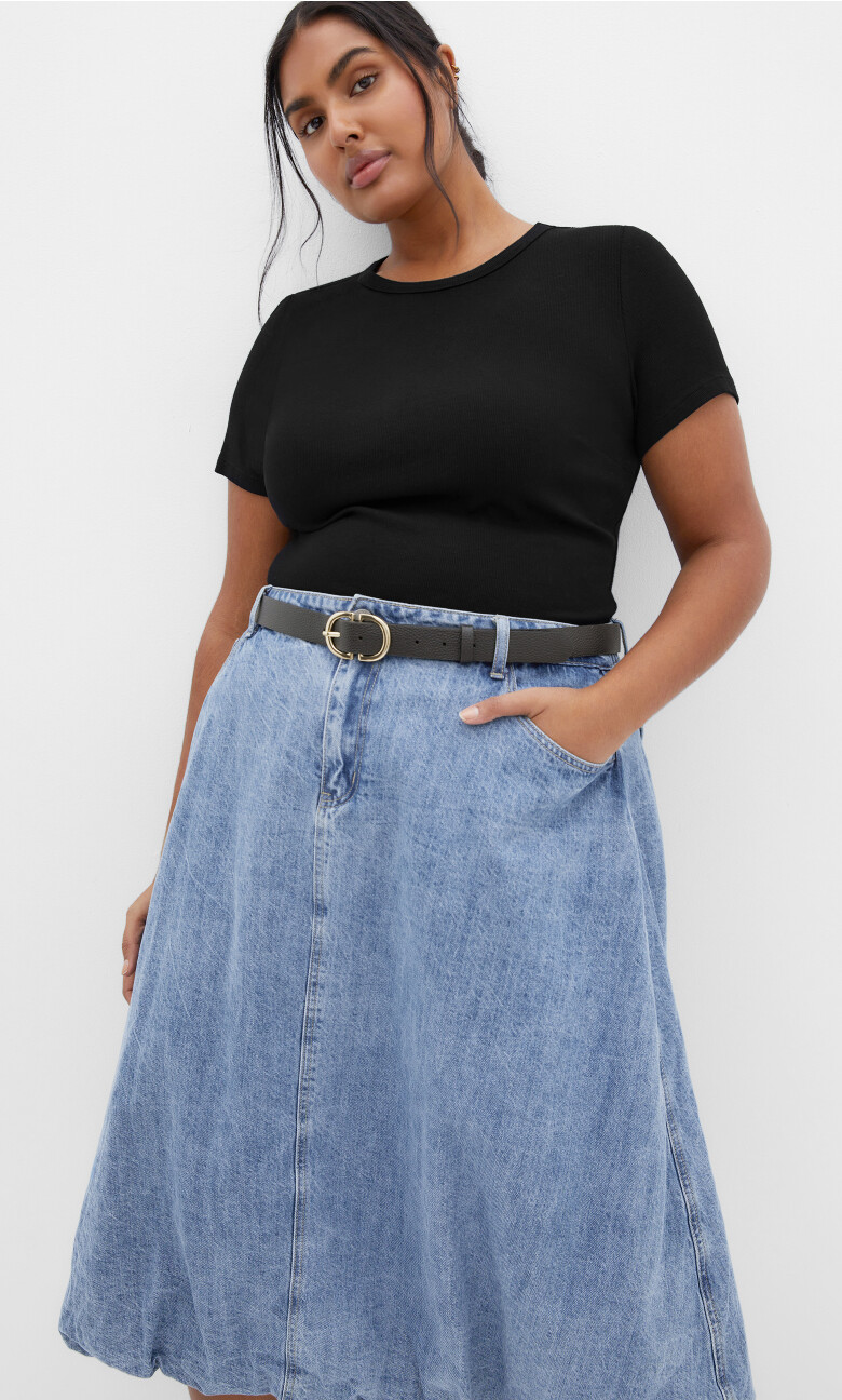 Denim Bubble Skirt - mid wash