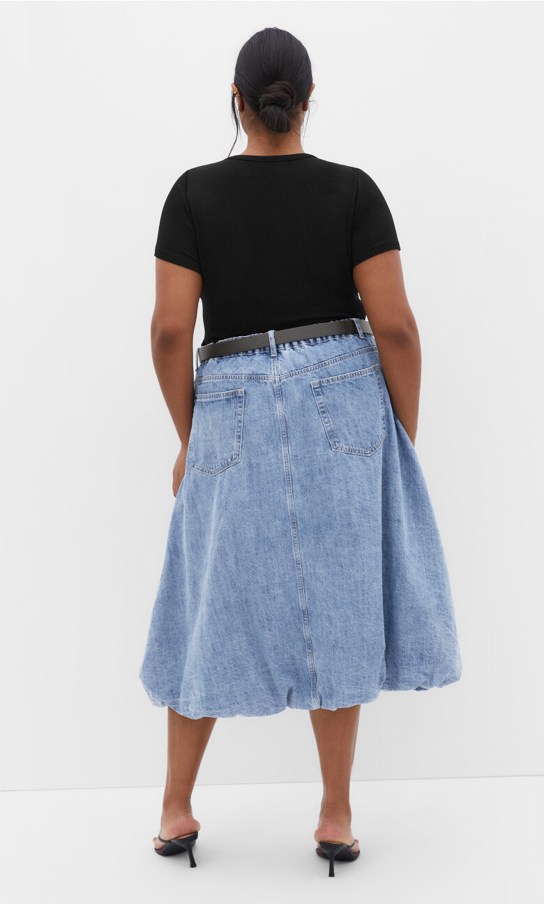 Denim Bubble Skirt - mid wash