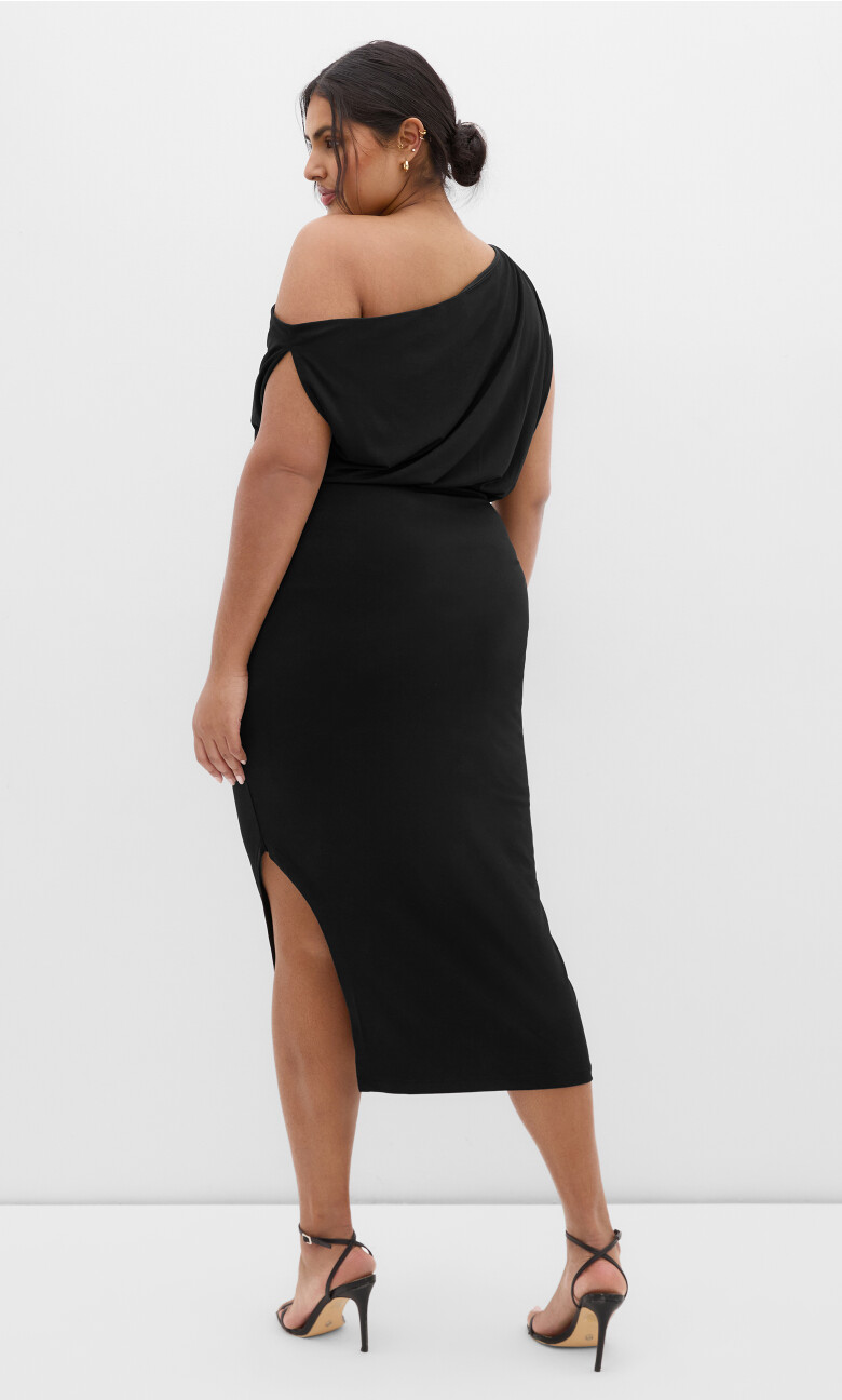 Palmer Tie Front Midi Dress - black