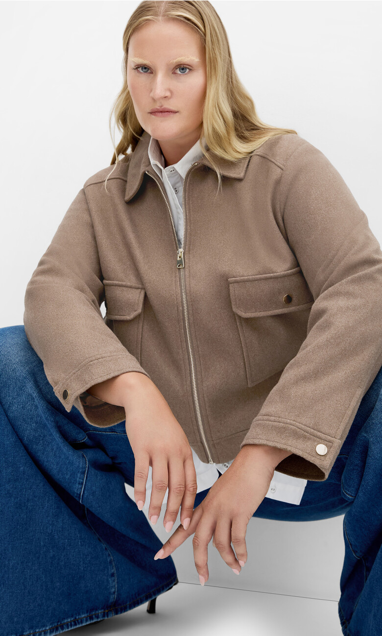 Plus Size Utility Jacket - Taupe