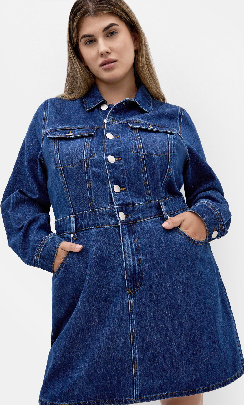 Plus Size Liora Denim Mini Dress - Dark Wash