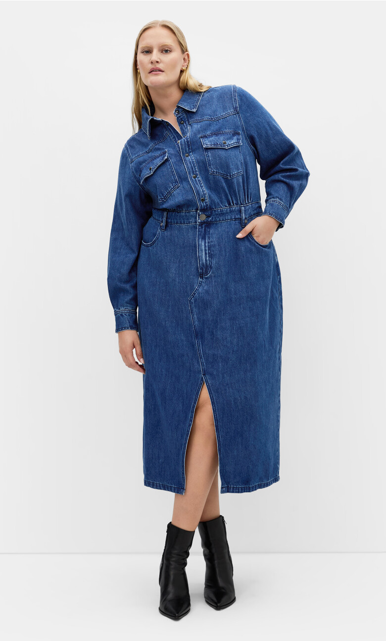Plus Size Dress Elara - dark denim