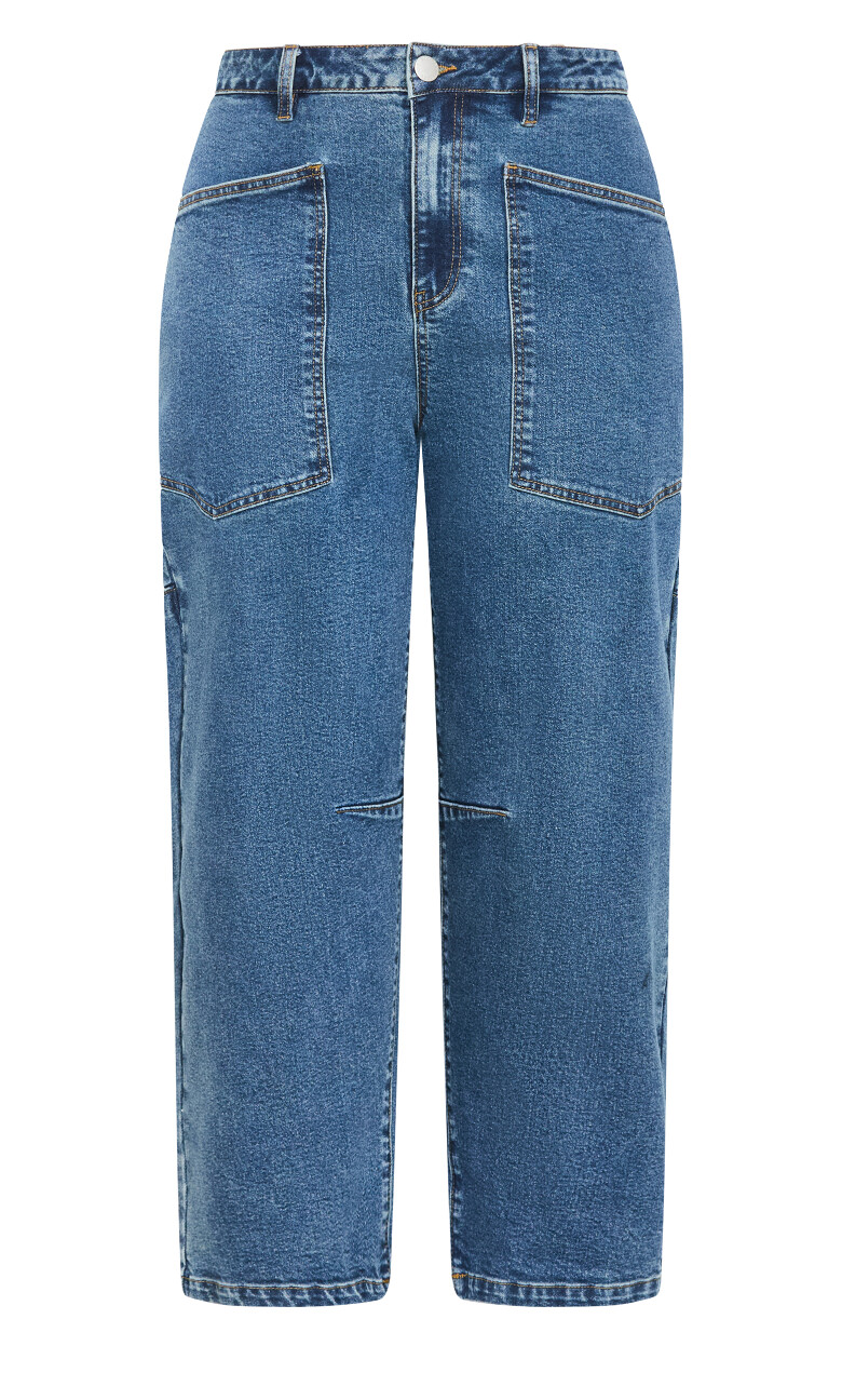 Harley Fit Hazel Barrel Leg Jean - mid wash