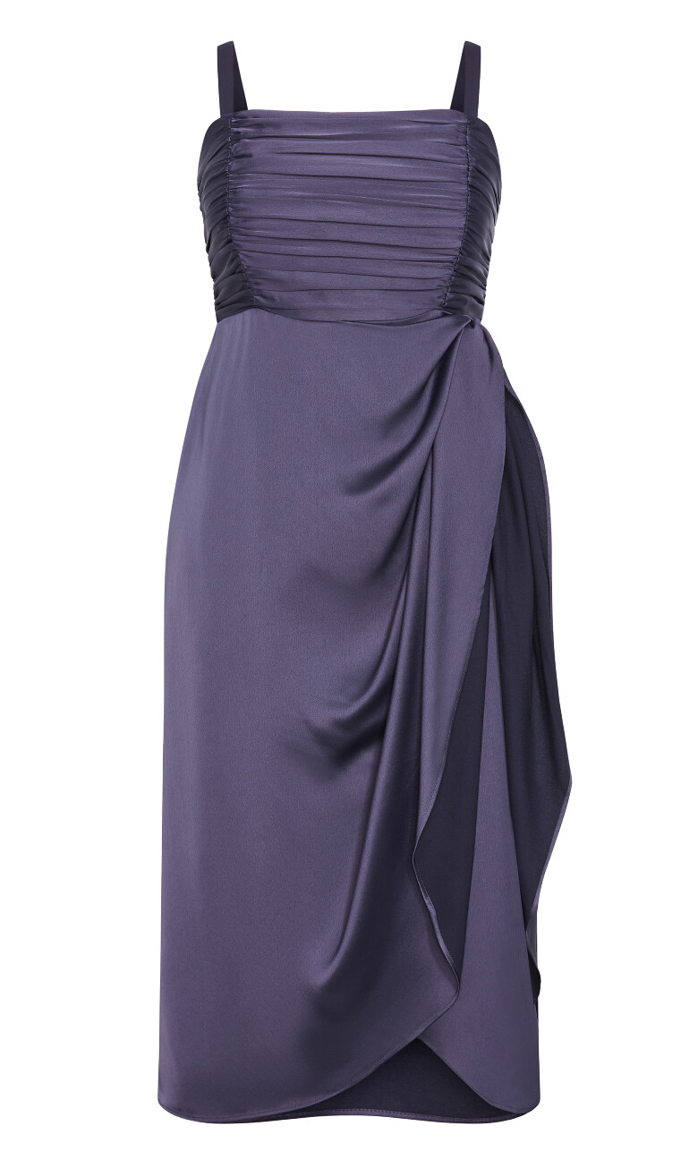 Ania Drape Front Dress - slate