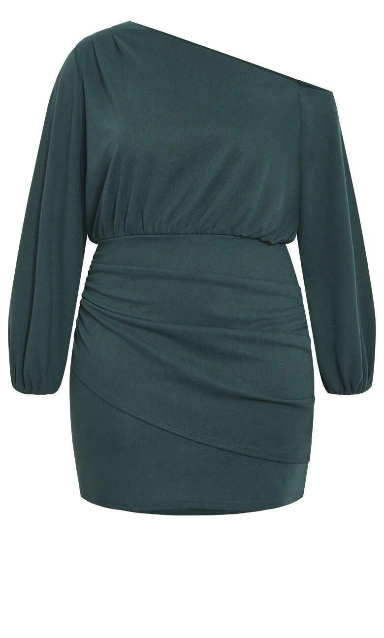 Alysia Off Shoulder Mini Dress - forest green