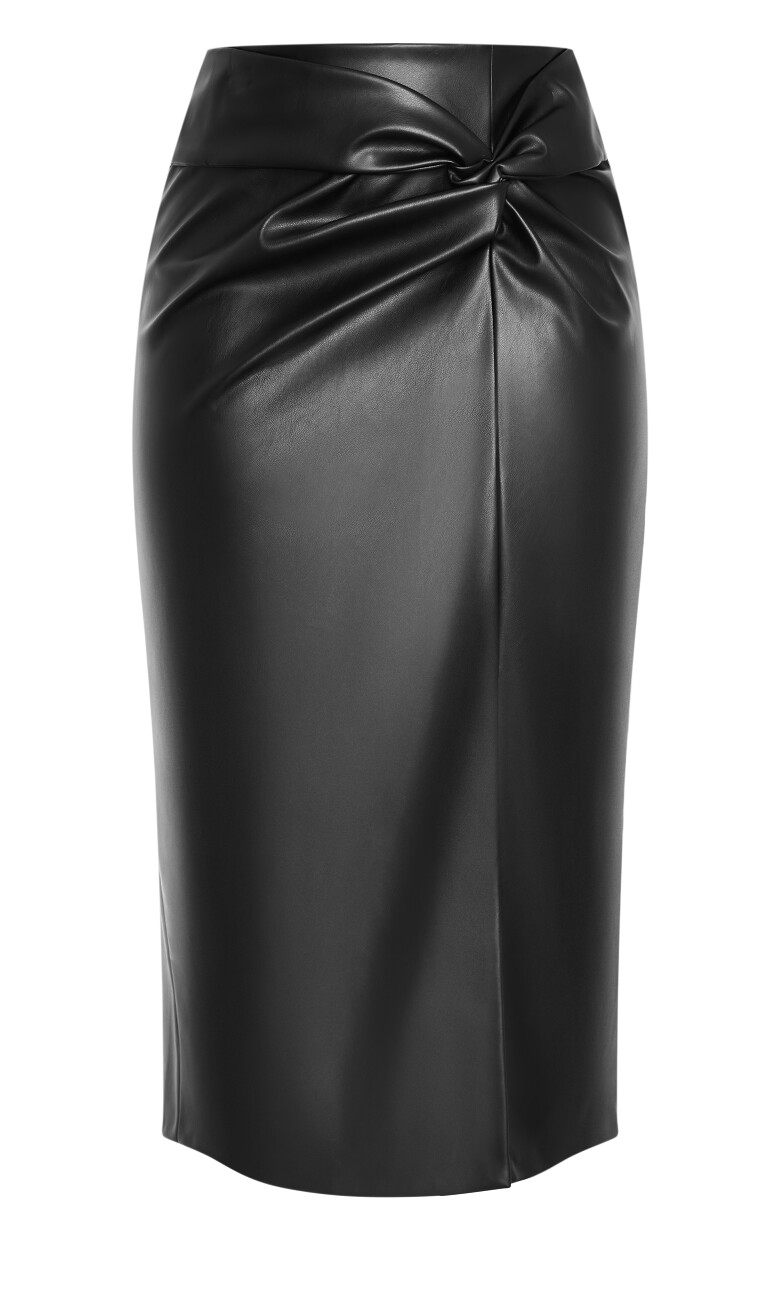 Petra Faux Leather Midi Skirt - black