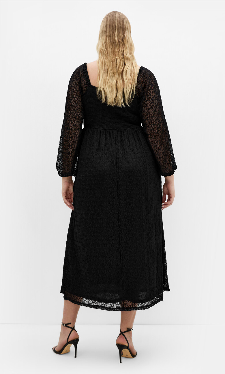 Lani Lace Midi Dress - black
