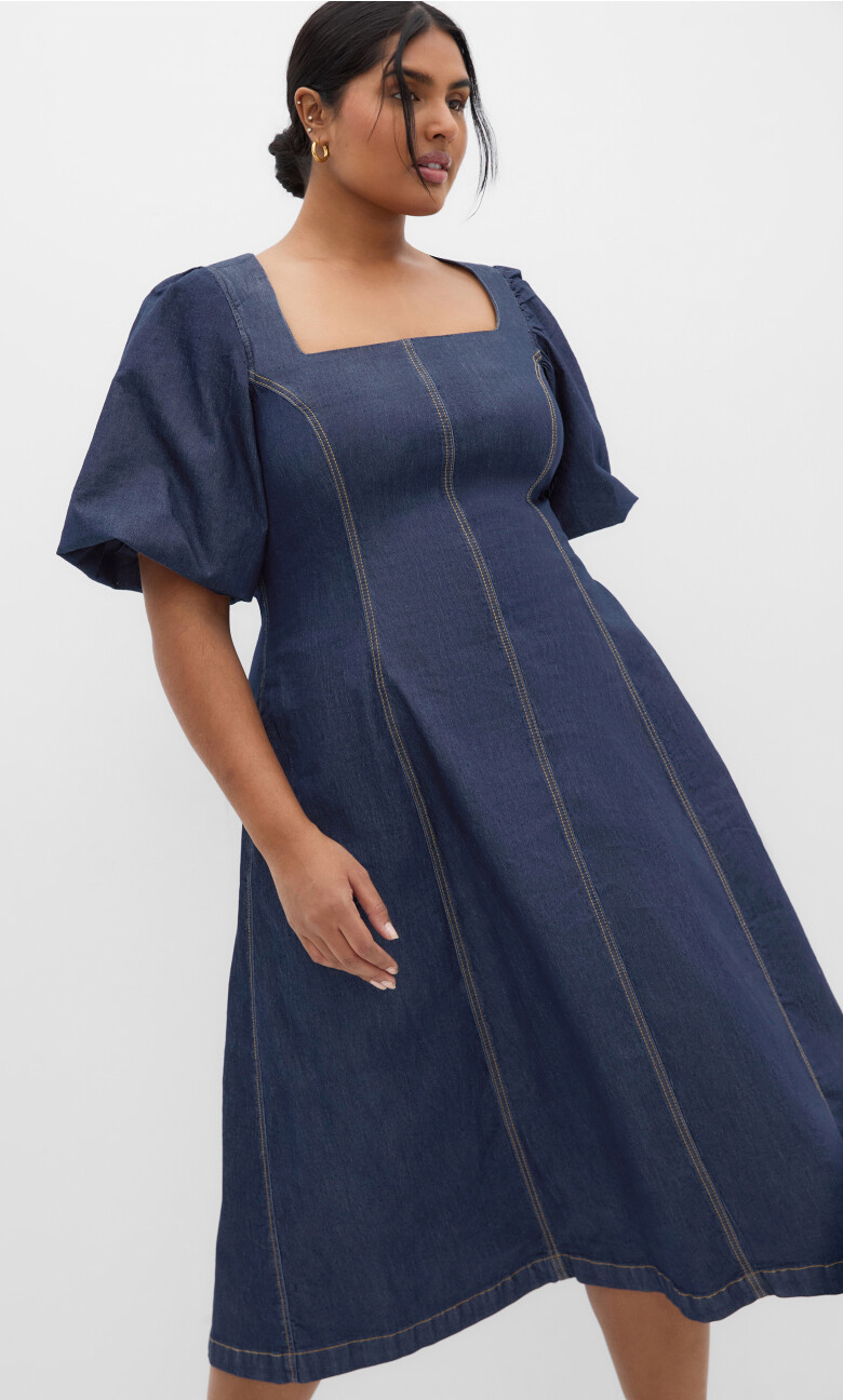 Rodeo Denim Midi Dress - dark wash