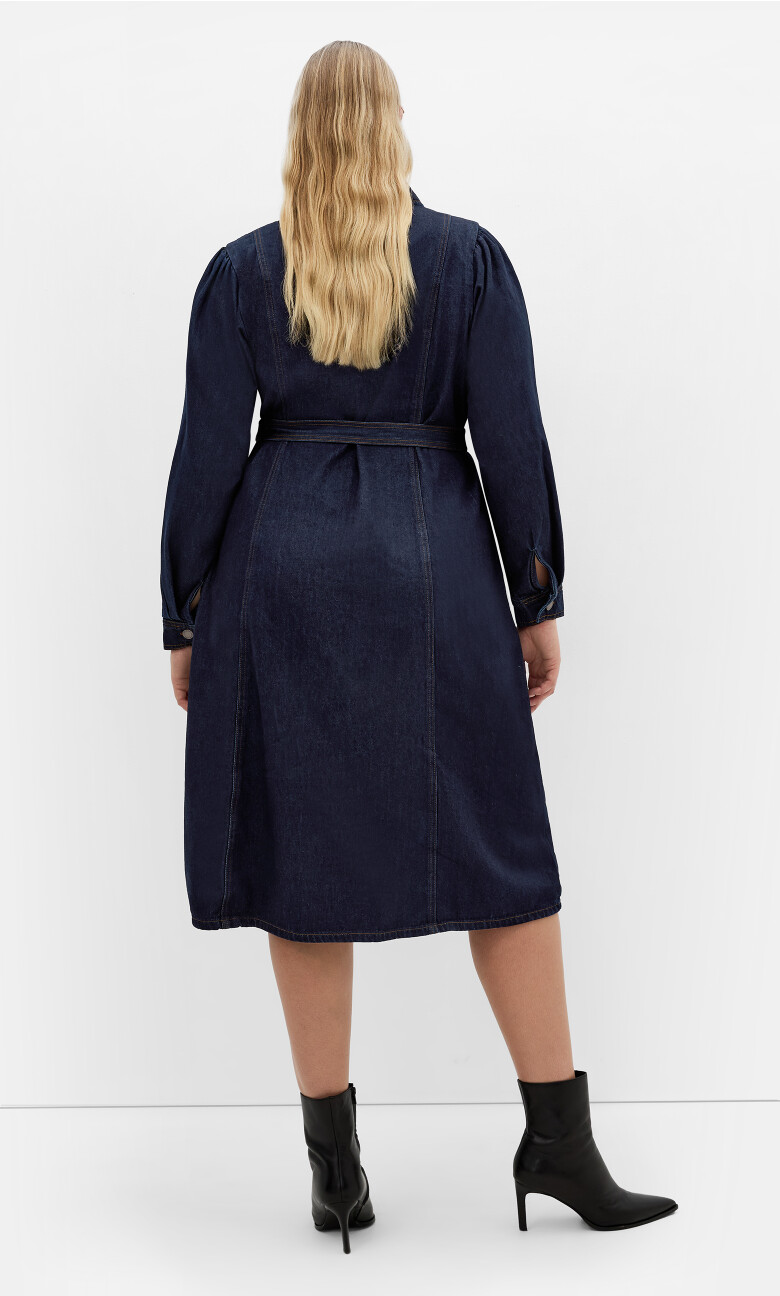 Lara Denim Midi Dress - dark wash