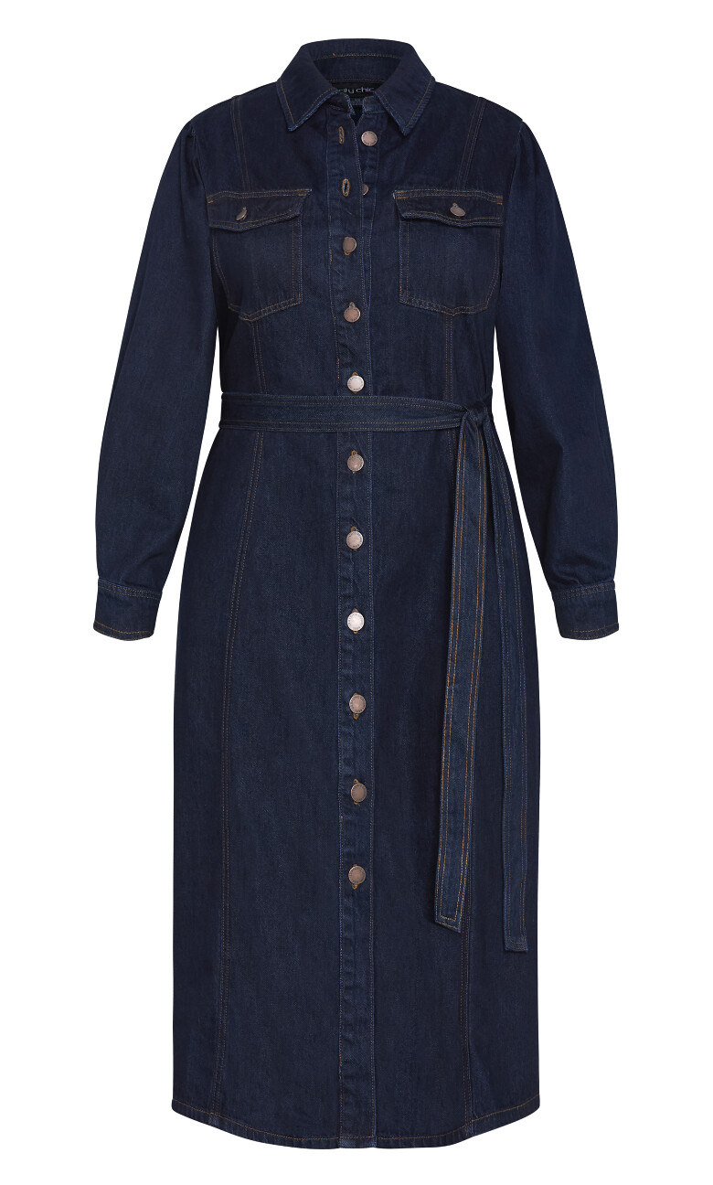 Lara Denim Midi Dress - dark wash