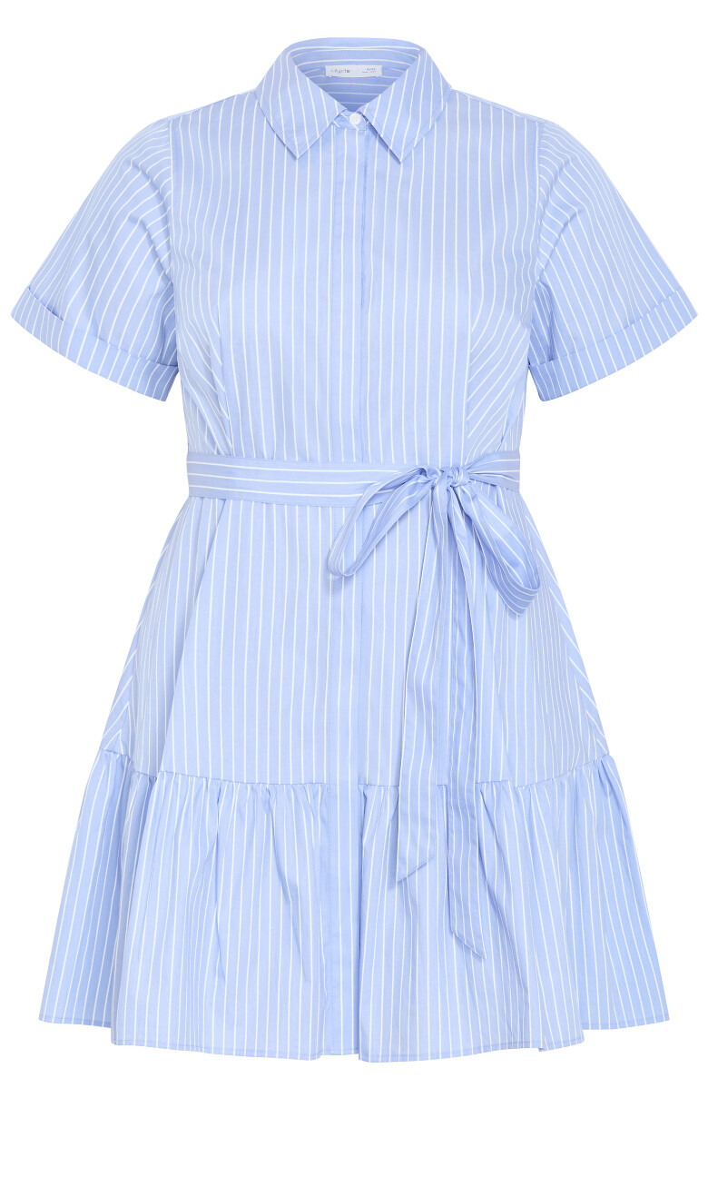 Claire Stripe Shirt Dress - chambray blue