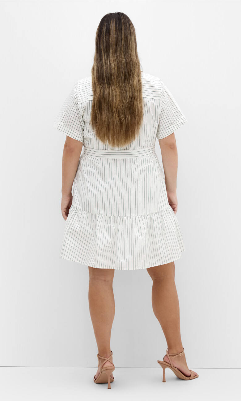 Claire Stripe Shirt Dress - ivory