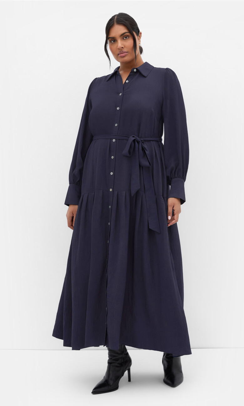 Plus Size Romie Long Sleeve Maxi Dress - navy