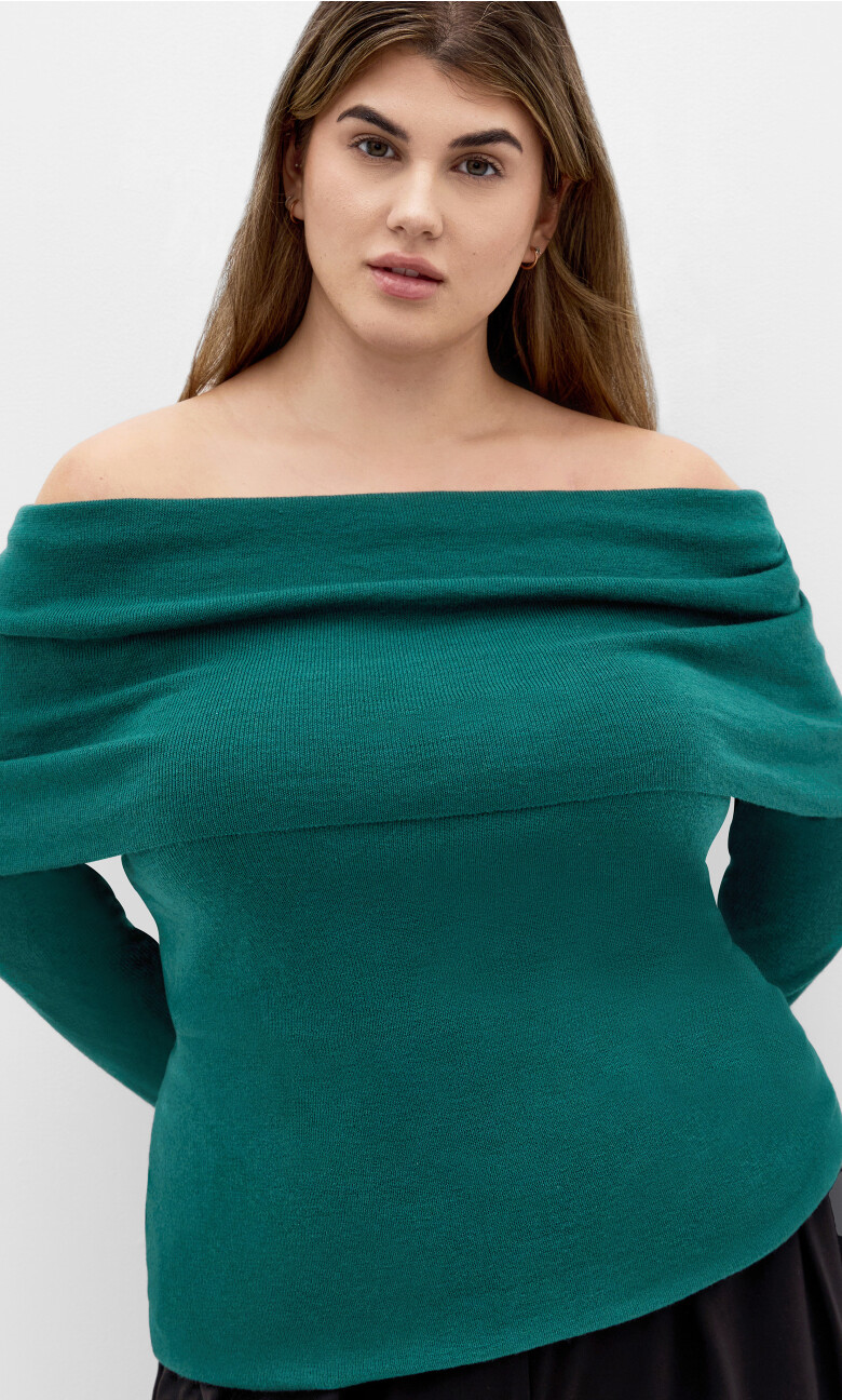 Florence Off Shoulder Jumper - jade