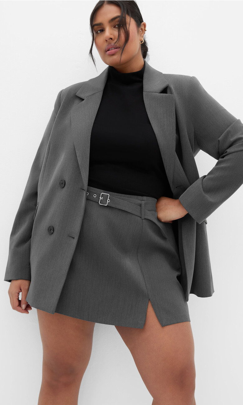 Plus Size Karla Belted Skort - Charcoal