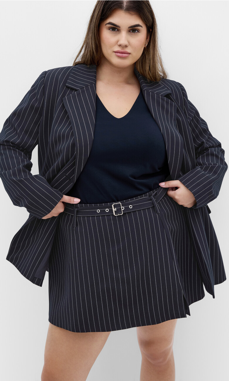 Plus Size Karla Pinstripe Skort - navy