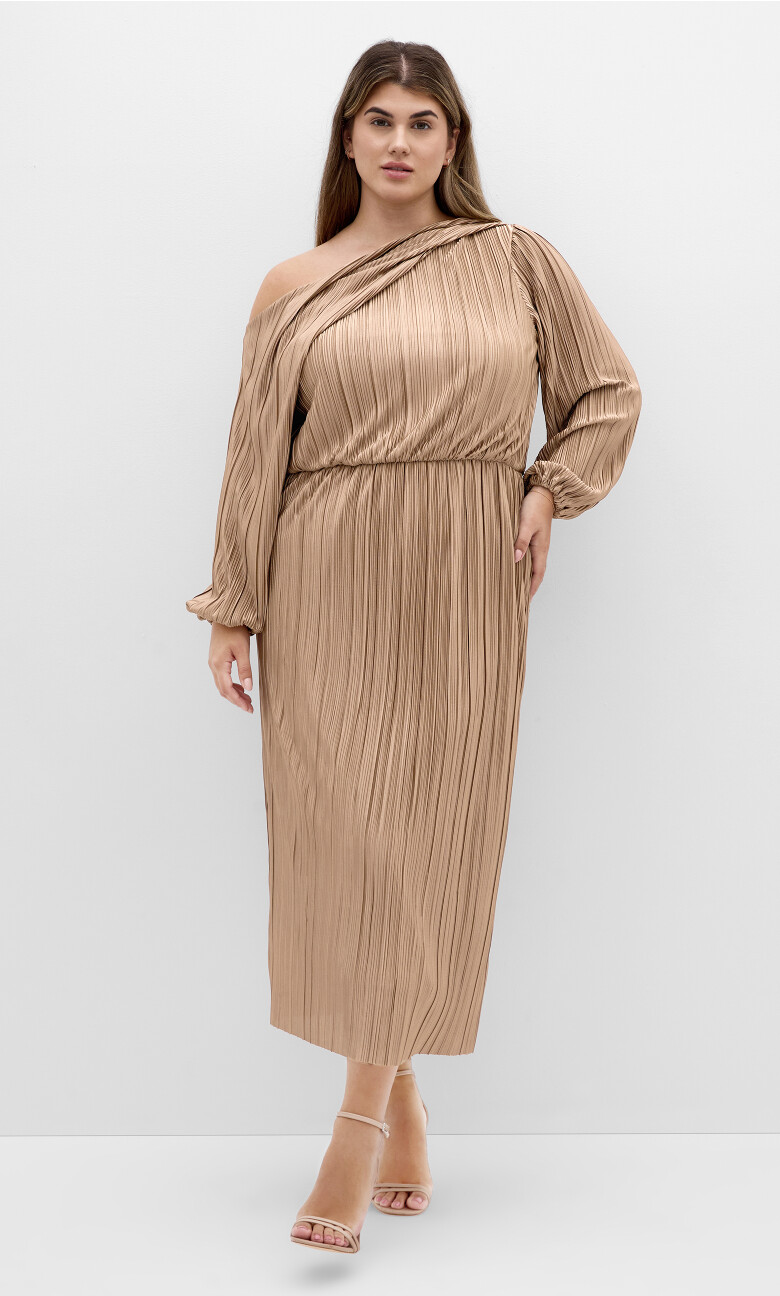Jay Off Shoulder Dress - oyster