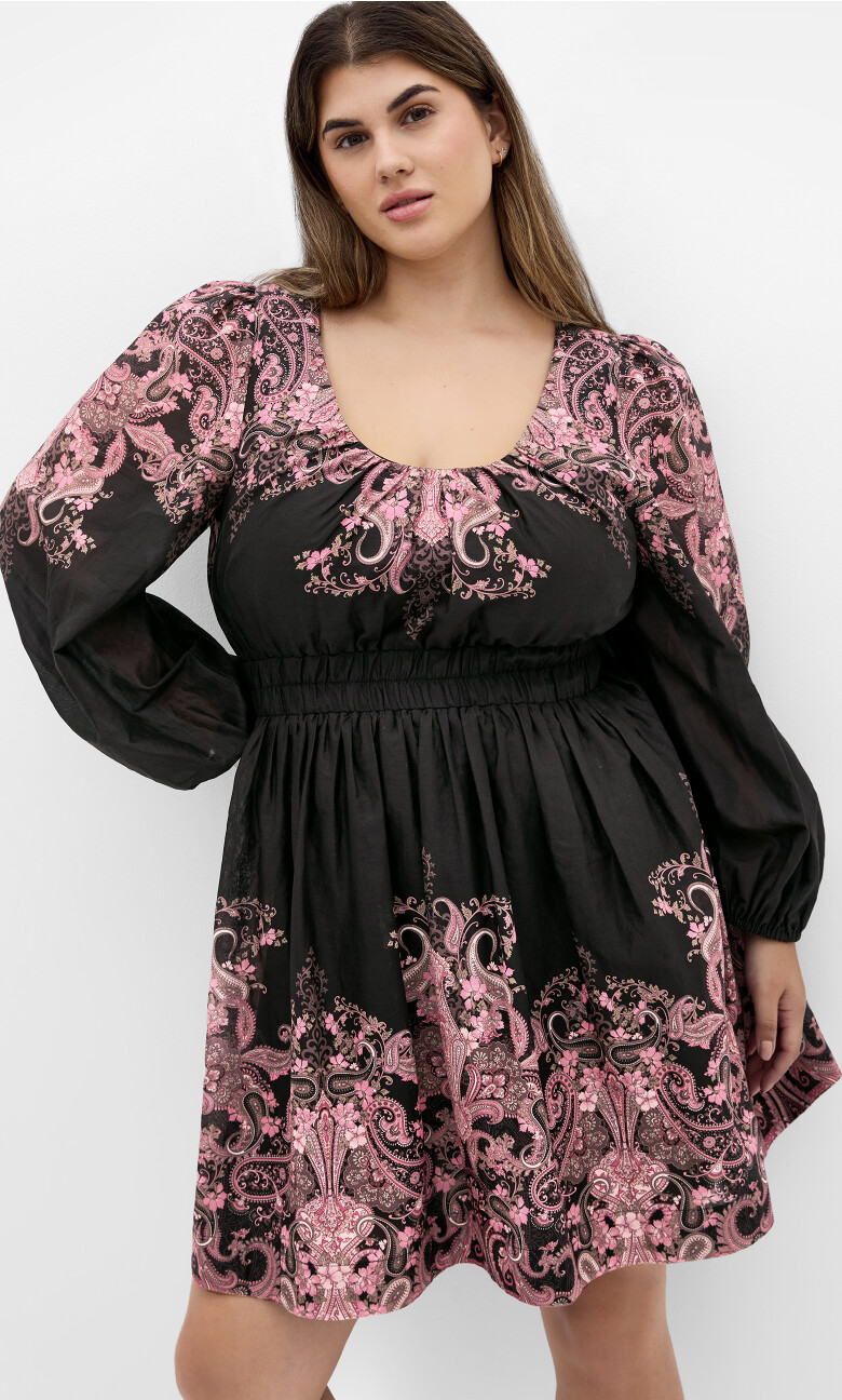 Plus Size Mavelle Long Sleeve Dress - Black