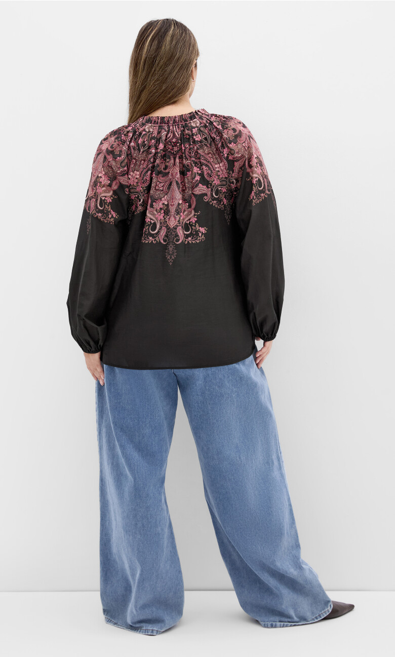Seren Long Sleeve Cotton Shirt - black