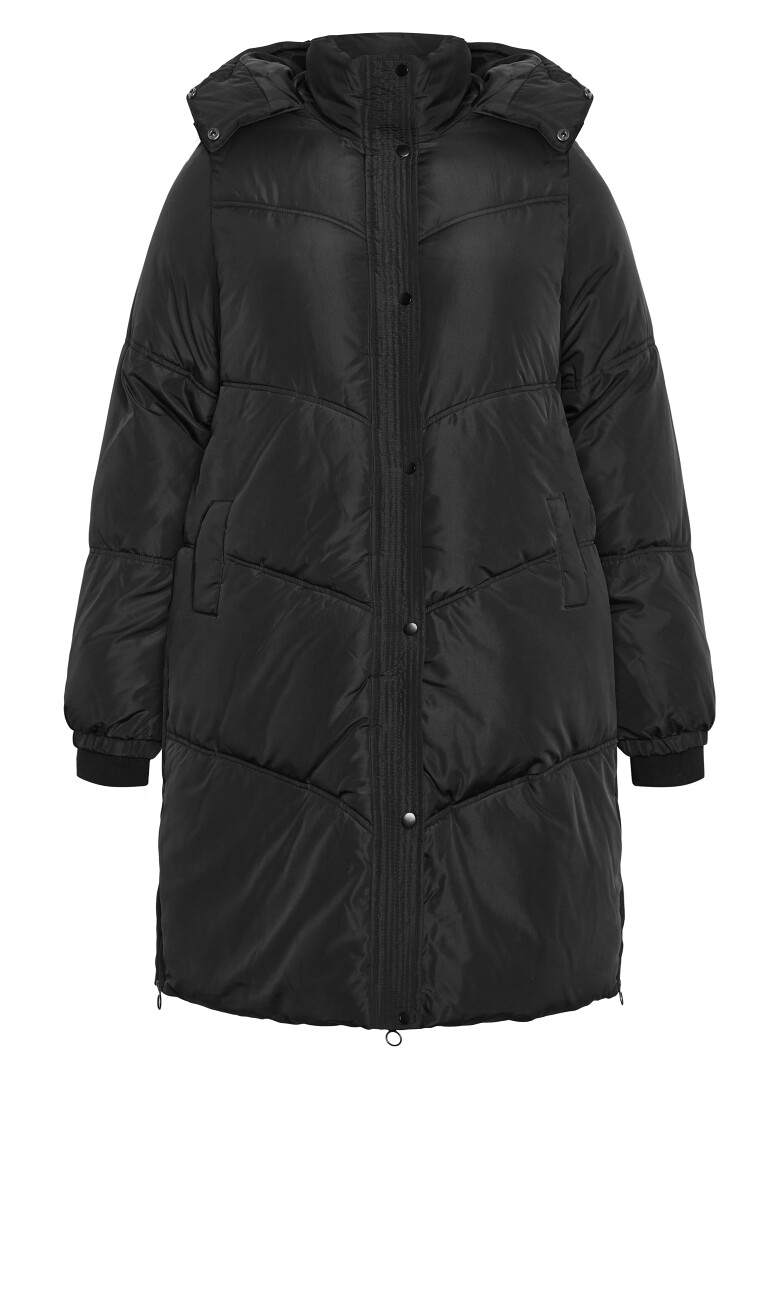 Leah Longline Puffer Jacket - black