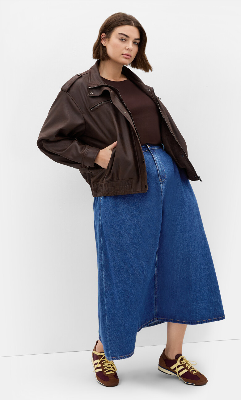 Plus Size Karina Denim Skirt - mid wash