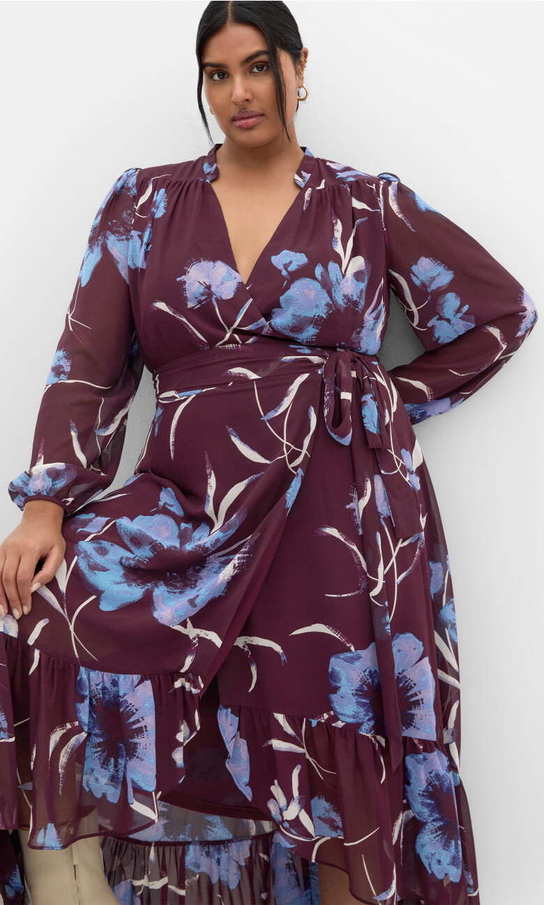 Plus Size Jane Wrap Maxi Dress - Aubergine