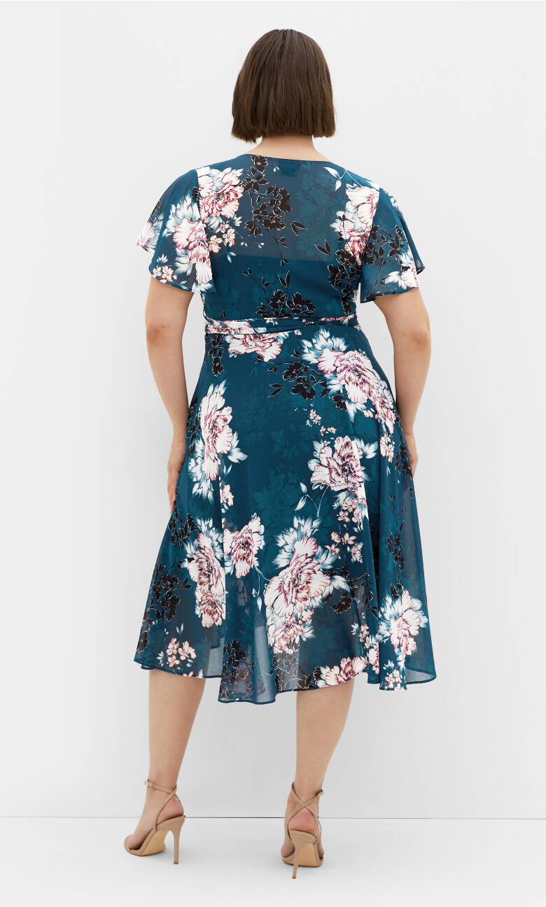 Blossom Short Sleeve Midi Dress - jade