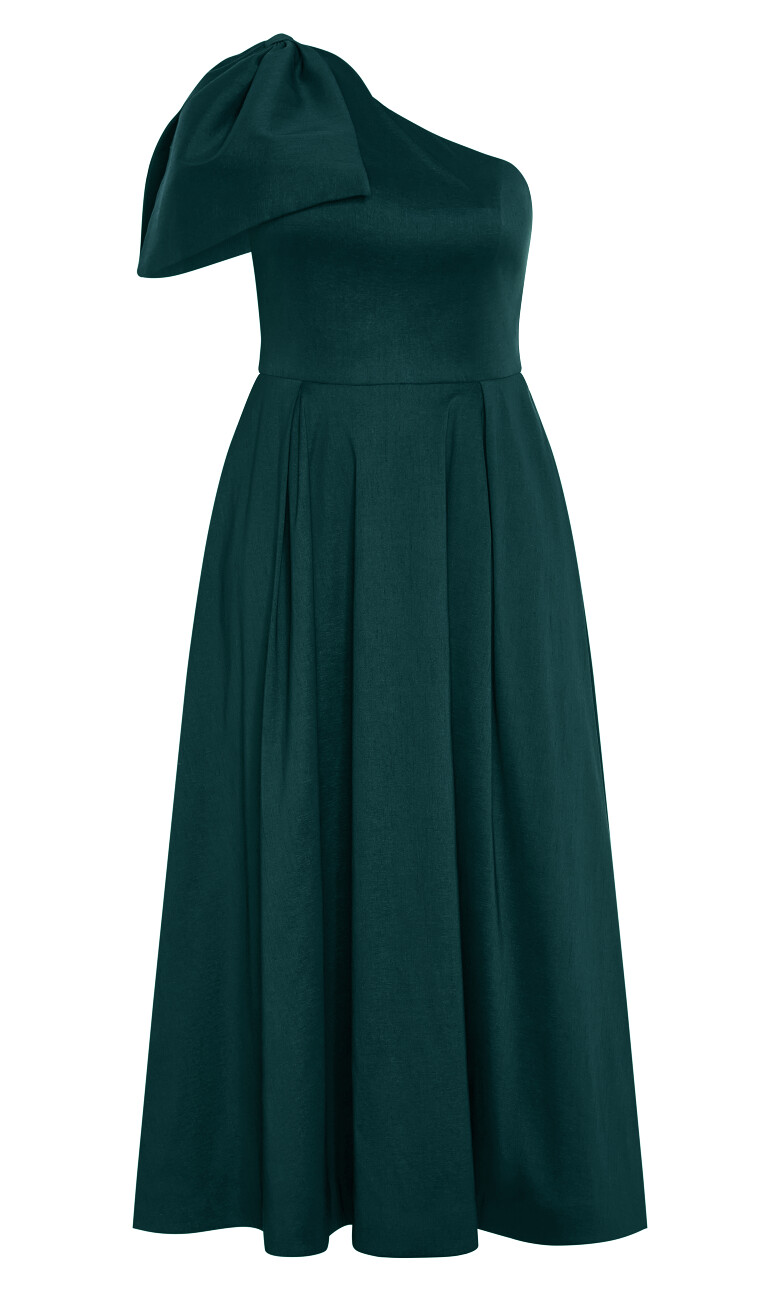 Captivate One Shoulder Maxi Dress - deep teal