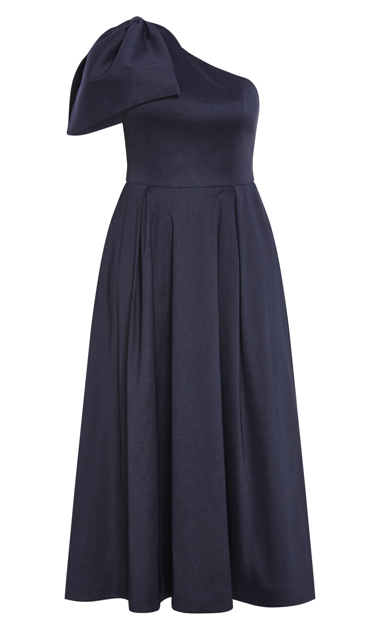 Captivate One Shoulder Maxi Dress - navy