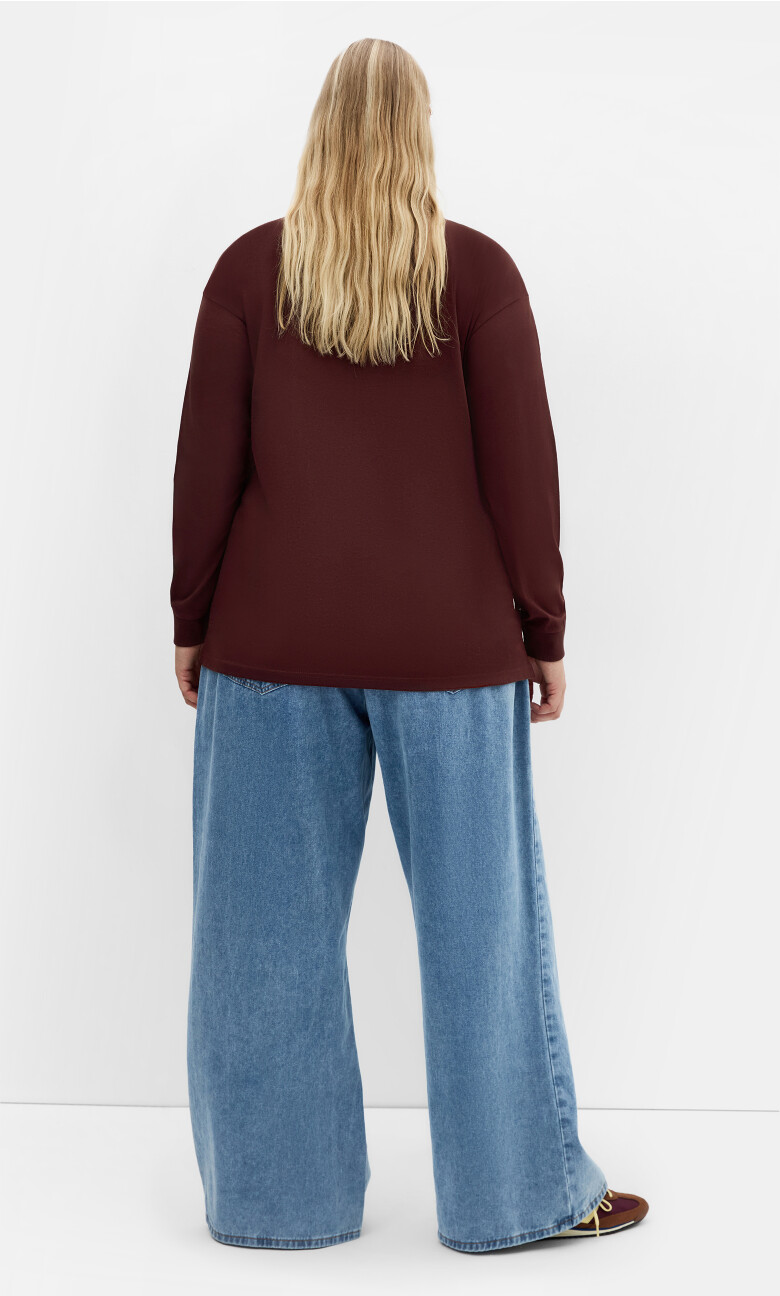 Ariadne Long Sleeve Cotton Tee - choc cherry