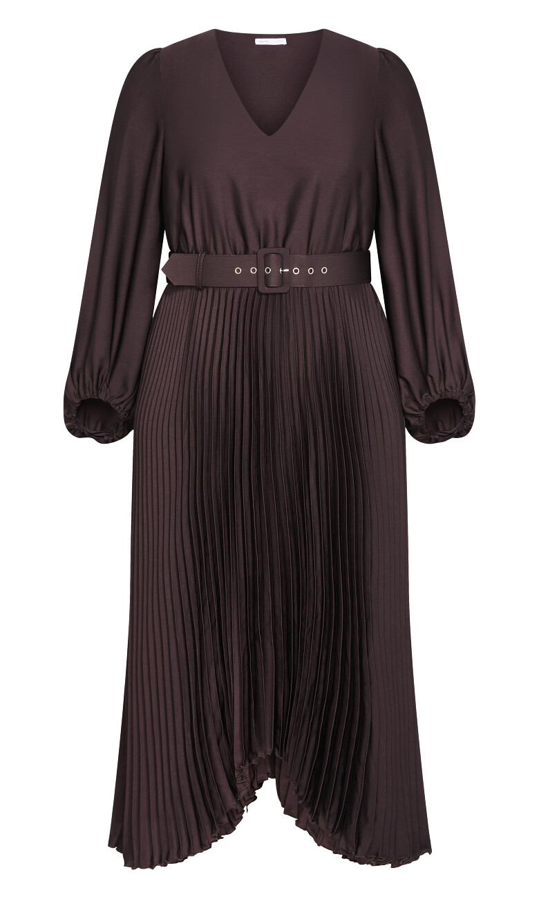 Amara Pleat Midi Dress - chocolate