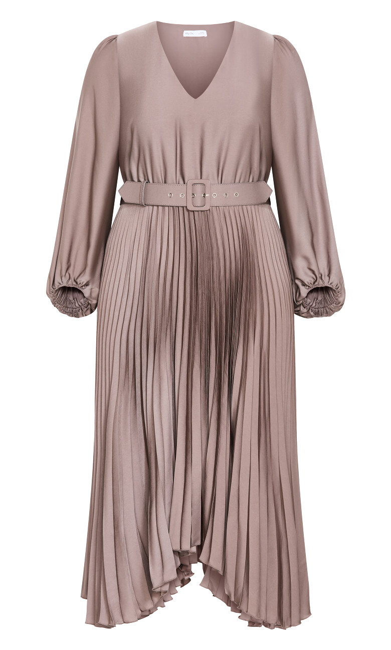 Amara Pleat Midi Dress - mink