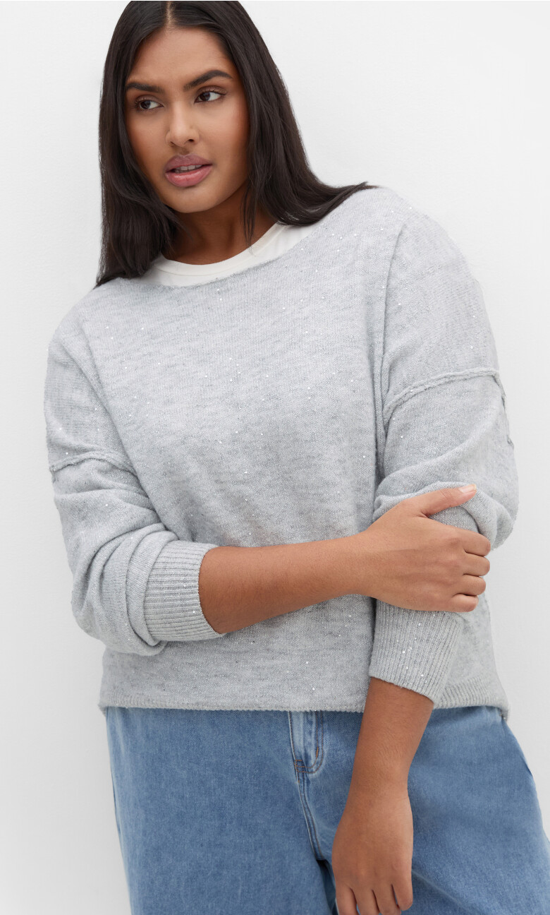 Plus Size Lottie Knit Jumper - silver
