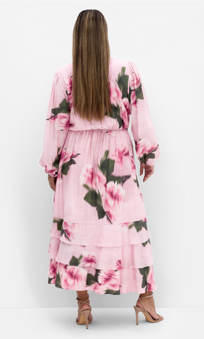 Bea Long Sleeve Print Wrap Dress - soft pink