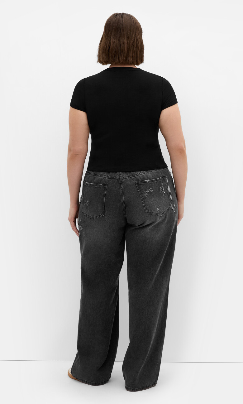 Micro Grey Moon Print Tee - black