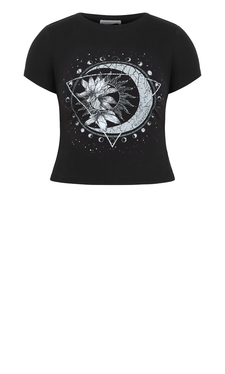 Micro Grey Moon Print Tee - black