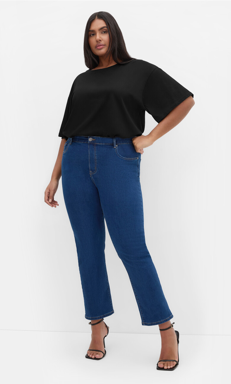 Plus Size Asha Fit Dena Ankle Grazer Jean - Mid Wash