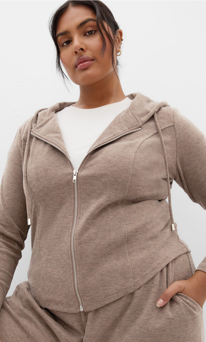 Plus Size Halle Zip Jacket - Walnut
