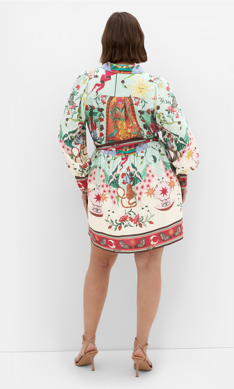 Ezra Print Mini Dress - mint