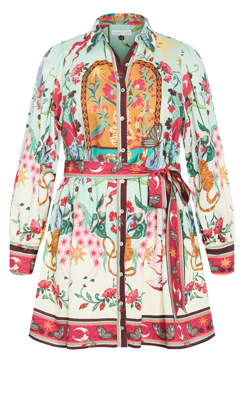 Ezra Print Mini Dress - mint