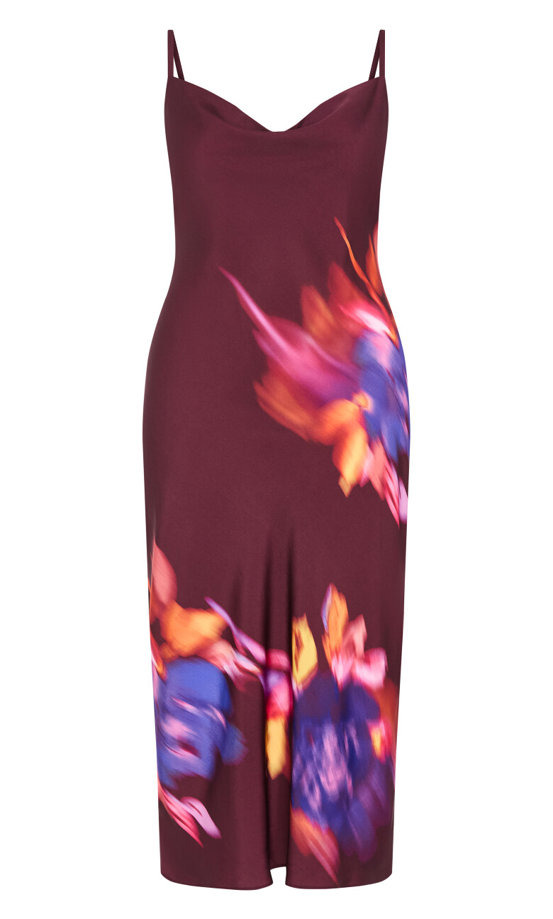 Sienna Print Slip Dress - dark cherry